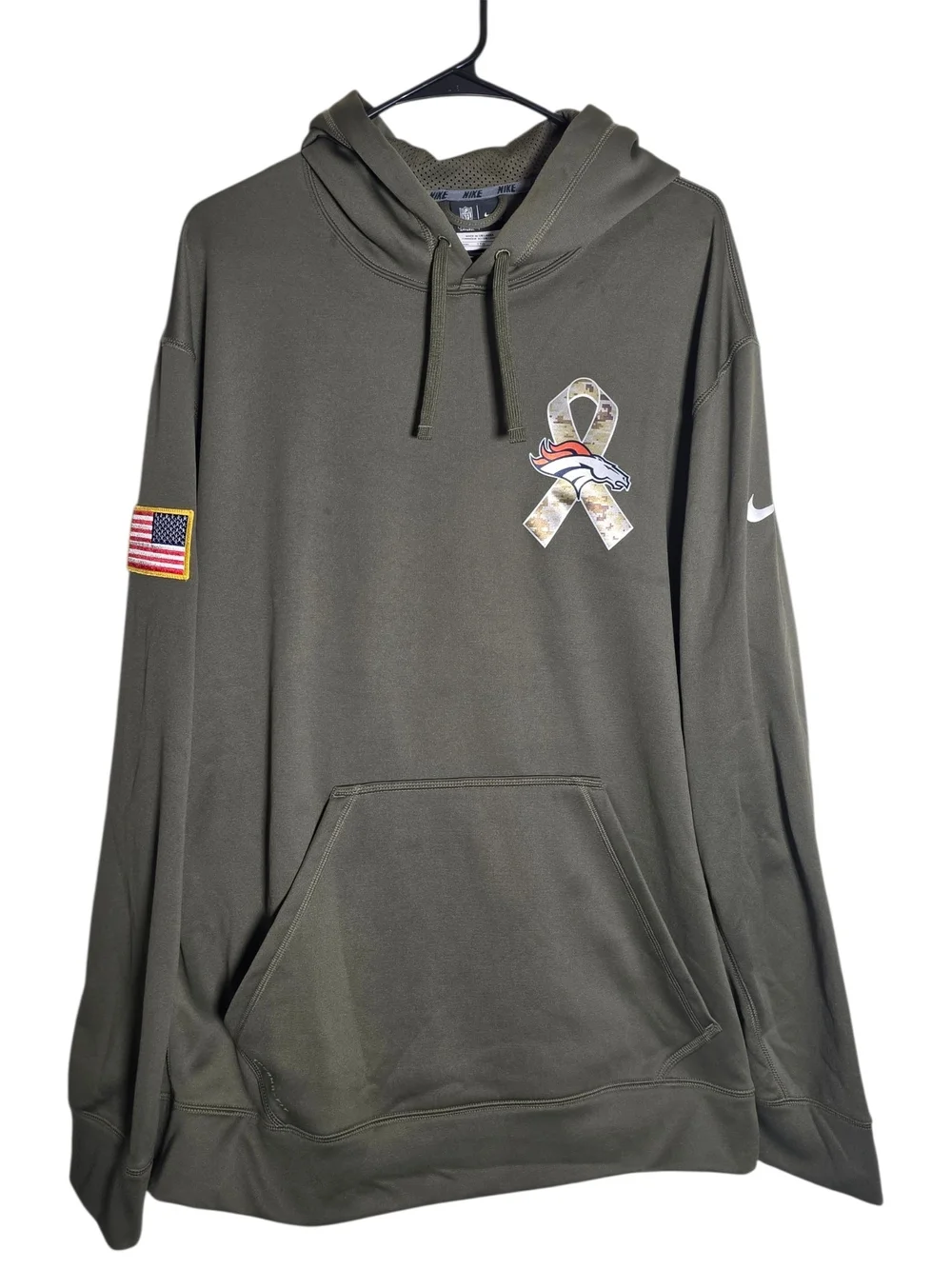 Nike NFL Denver Broncos Salute To Service Therma Fit Hoodie XXL Olive